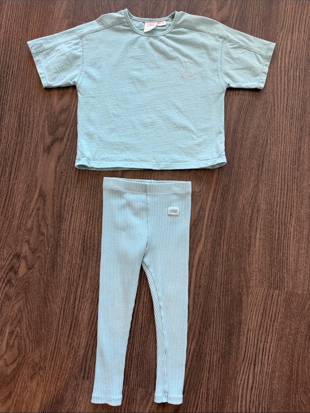 Zara Girls Light Blue Ribbed Leggings - New without Tags